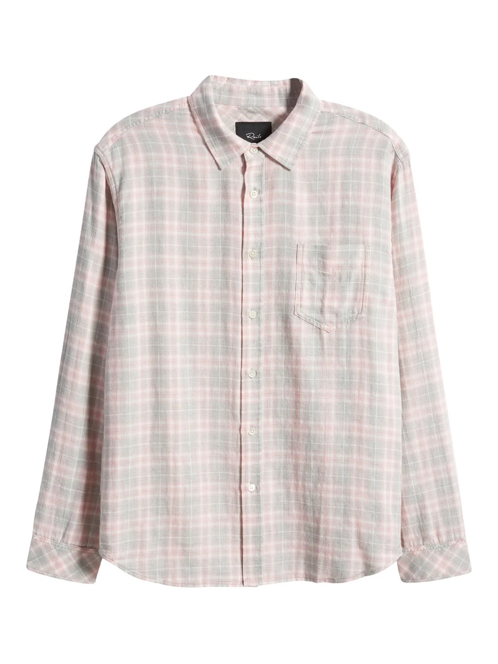 Rails Wyatt Men’s Papaya Silver Melange Plaid Button Down Cotton Shirt